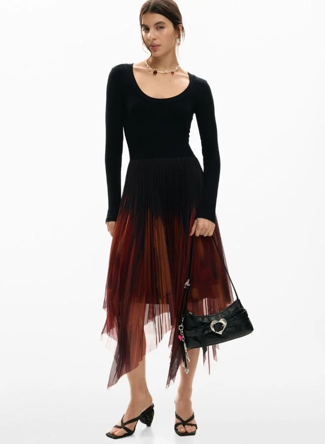 DESIGUAL black and red gradient Fitted Midi Dress for Women | Best Price UAE